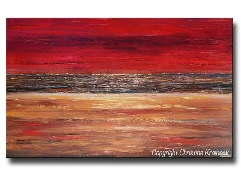 Red and Brown Wall Decor Fresh Giclee Print Art Abstract Red Painting Canvas Prints Modern Urban Wall – Contemporary Art by