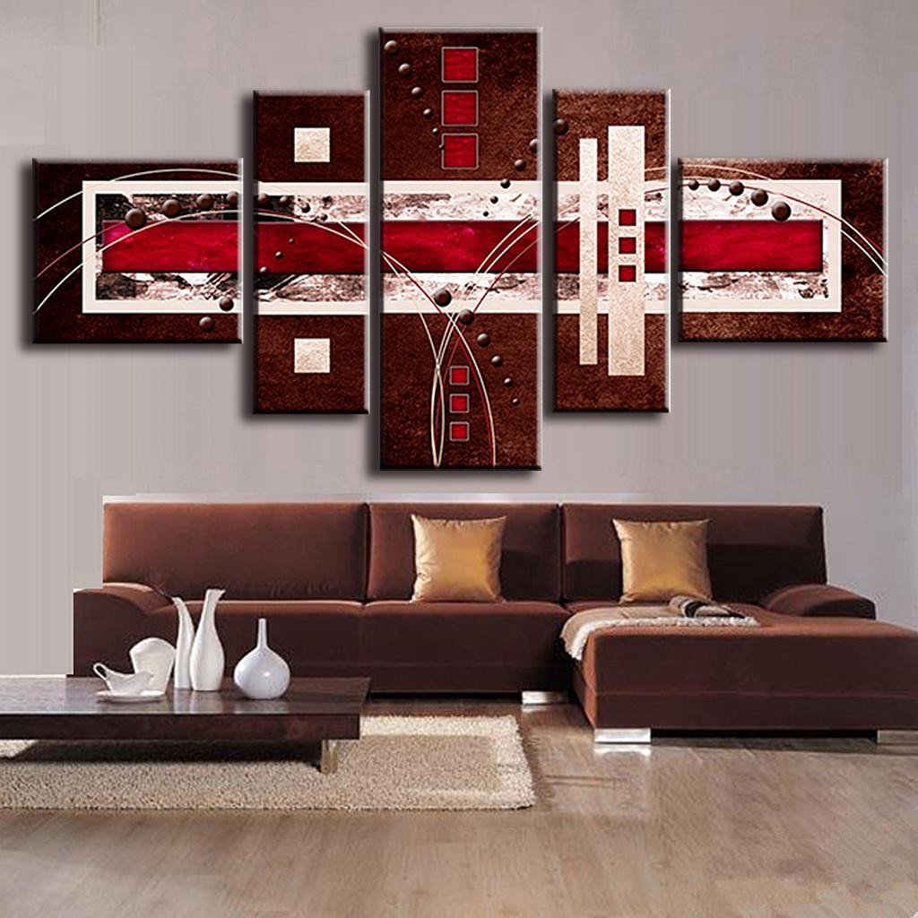 Red and Brown Wall Decor New Aliexpress Buy 5 Pcs Set Bined Modern Abstract Oil Painting Brown Red Cream Canvas Wall