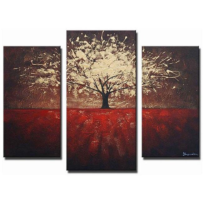 Red and Brown Wall Decor Unique Shop Golden Foliage Hand Painted Canvas Art Free Shipping today Overstock