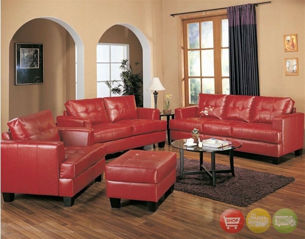 Red Couch Living Room Decor Elegant Samuel Red Bonded Leather sofa &amp; Loveseat Contemporary Living Room Furniture Set