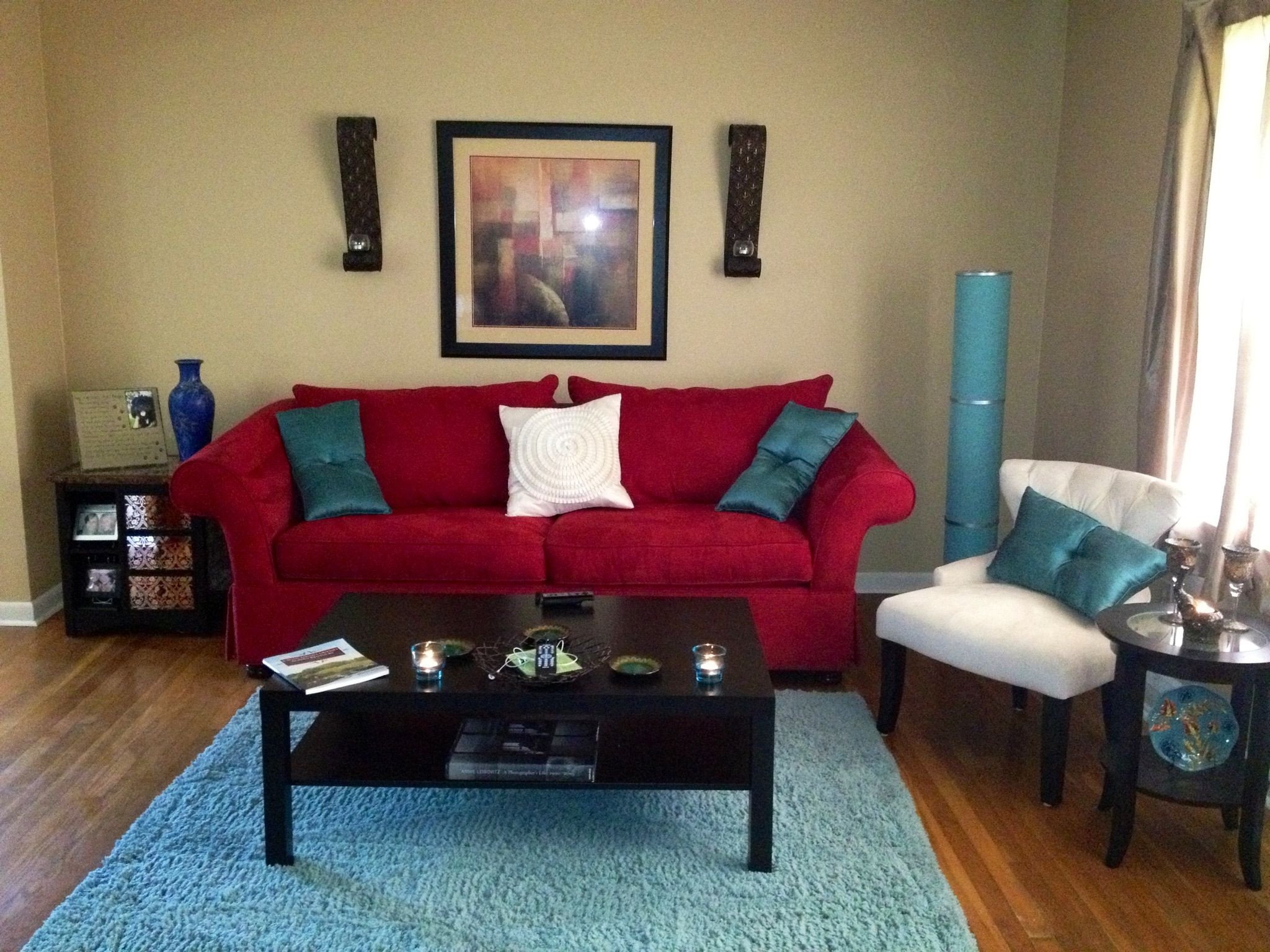 Red Couch Living Room Decor Lovely My Living Room Red Aqua and Ivory