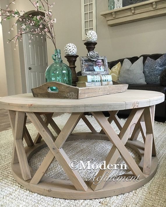 Round Coffee Table Decor Ideas Elegant Gorgeous Rustic Round Farmhouse Coffee Table by Modernrefinement Living Room