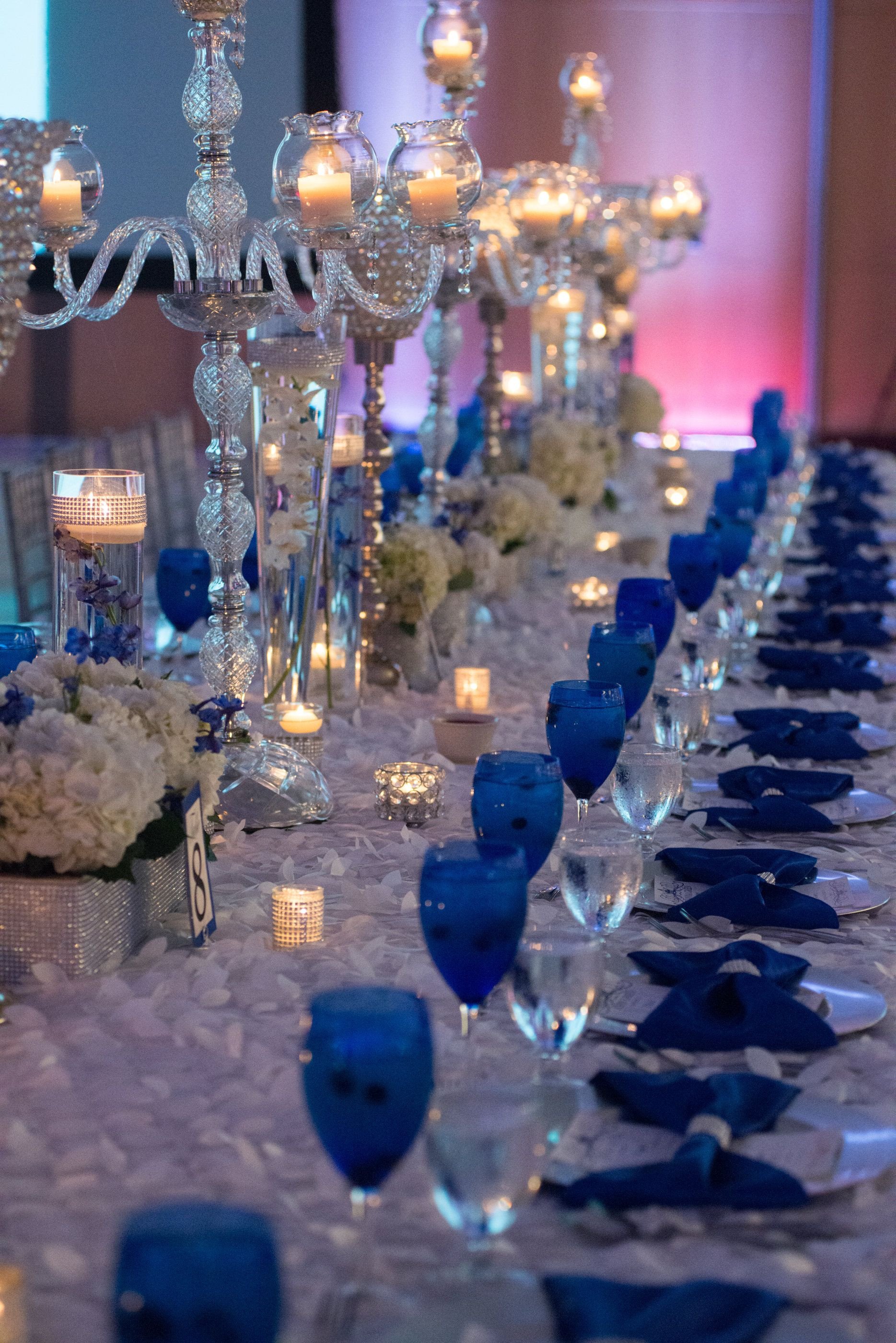 Royal Blue Decor for Weddings Awesome Our Royal Blue Wedding Family Styled Seating Reception Table Blue Goblets Blue Reception