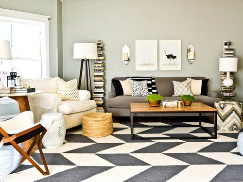 Rugs Contemporary Living Room Beautiful 25 Interior Design with Black and White Rugs