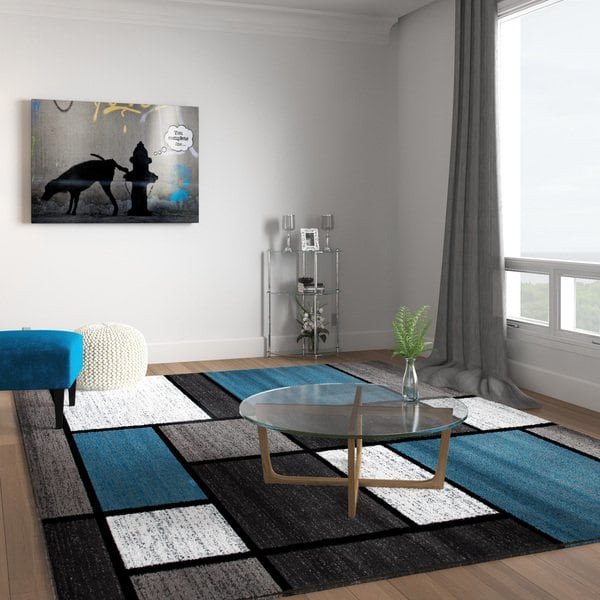 Rugs Contemporary Living Room Beautiful Shop Contemporary Modern Boxes Blue Grey area Rug 7 10 X 10 2 7 10&quot; X 10 2&quot; Sale Free