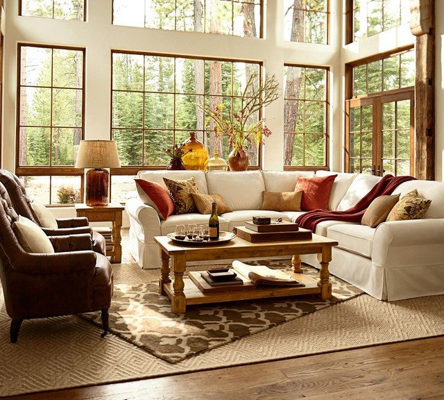 Rustic Traditional Living Room Luxury Pottery Barn