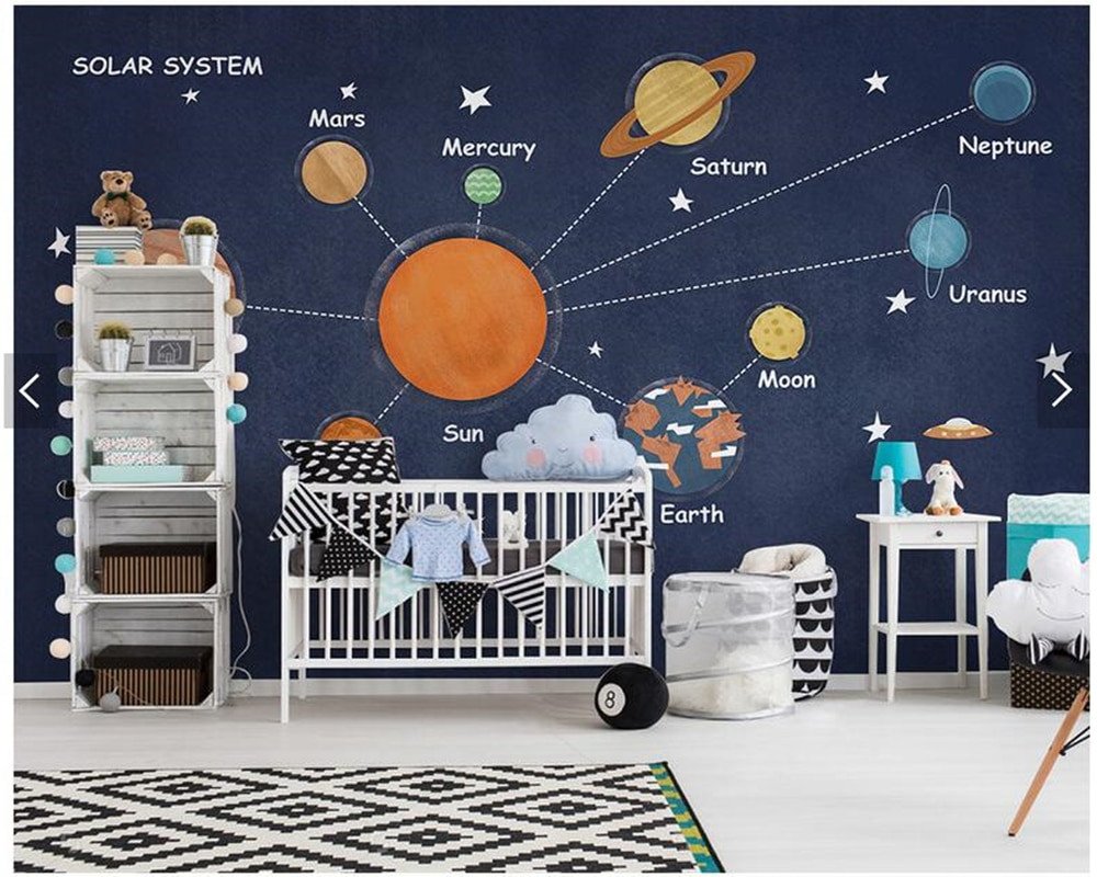 Space Room Decor for Kids Beautiful Custom Kids Wallpaper Space Planet Mural for Children Room Bedroom sofa Background Home Decor