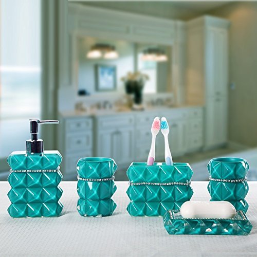 Teal and Brown Bathroom Decor Beautiful Teal Bathroom Accessories Set Amazon