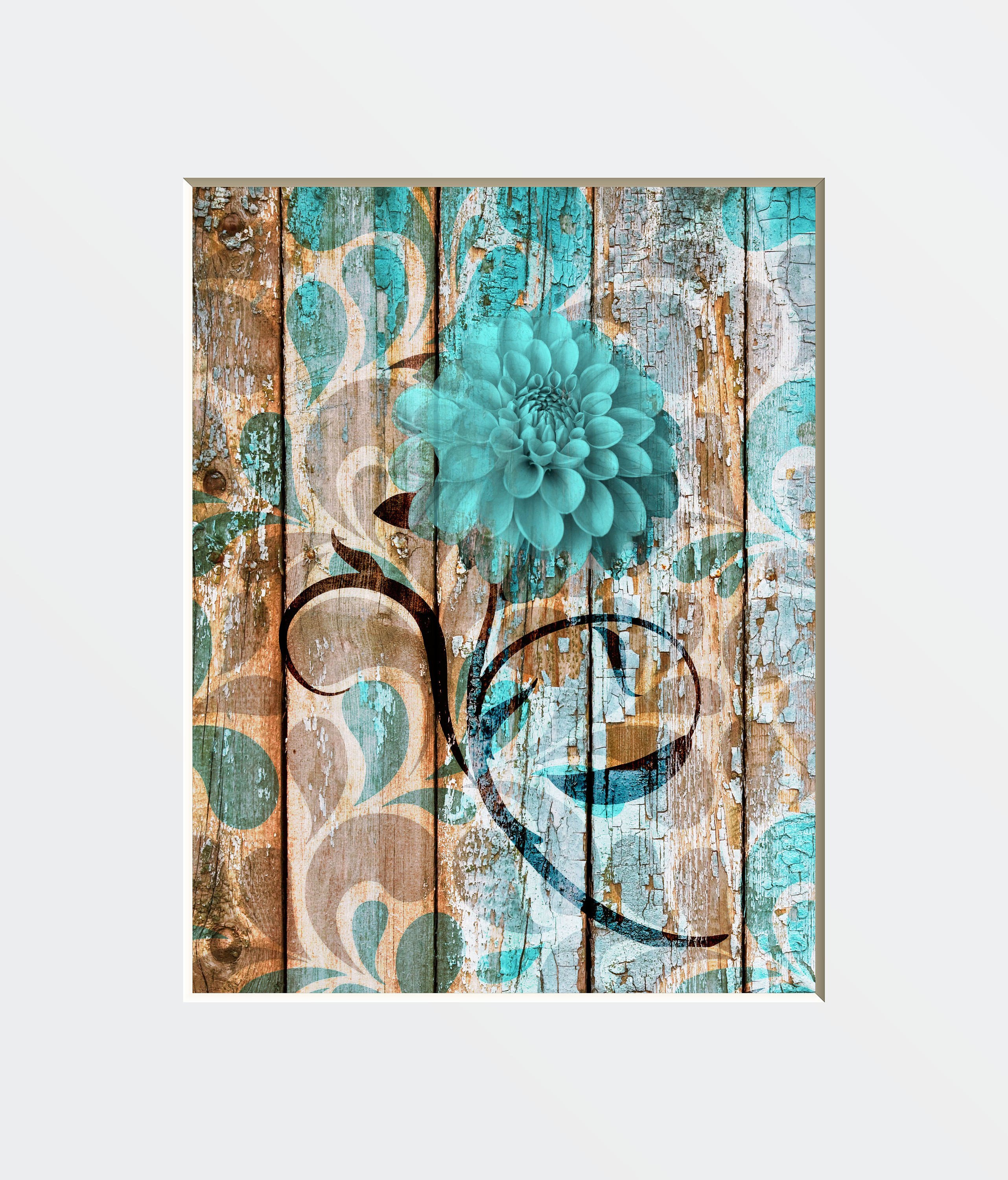 Teal and Brown Home Decor Elegant Teal Brown Rustic Modern Home Decor Teal Brown Artwork Matted