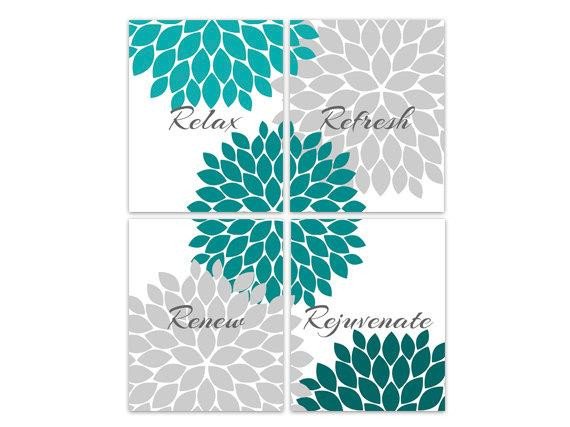 Teal and Gray Bathroom Decor Lovely Teal &amp; Grey Bathroom Decor Bathroom Wall Art Relax Refresh