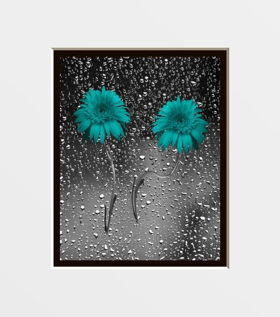 Teal and Gray Bathroom Decor Luxury Teal Gray Wall Art Bathroom Bedroom Wall Art by Littlepie Art