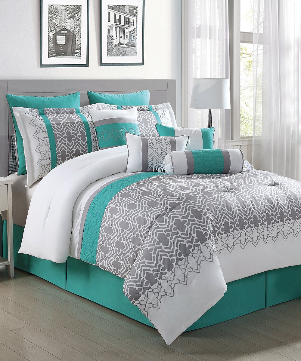 Teal and Gray Bedroom Decor Inspirational S L Home Fashions Gray White &amp; Teal Luna 10 Piece forter Set