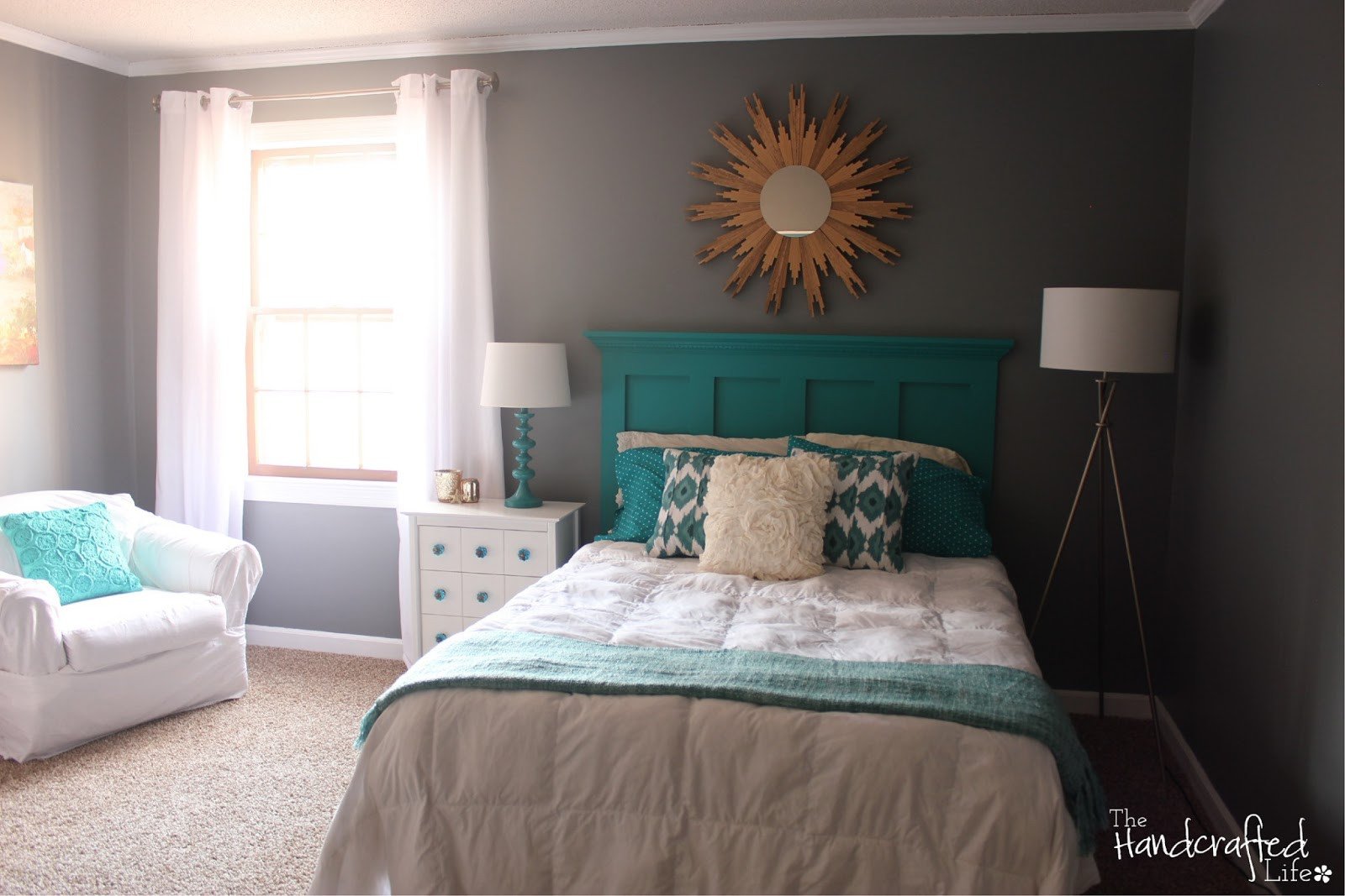 The Handcrafted Life Teal White and Grey Guest Bedroom Reveal