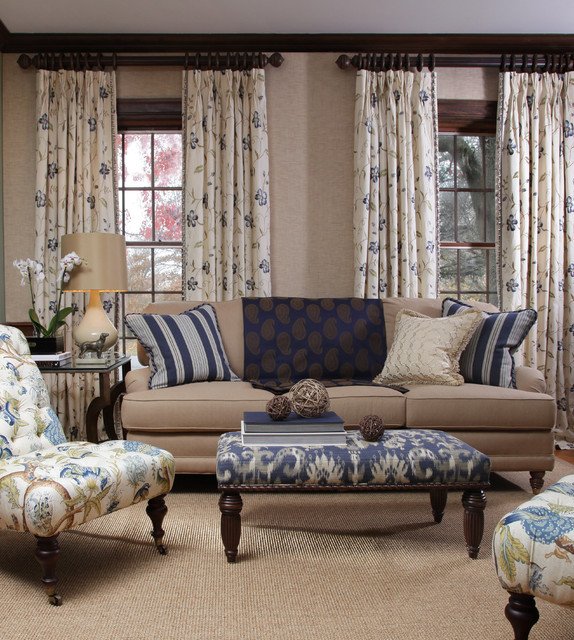 Traditional Blue Living Room Unique Blue Horizon Fabric Collection Traditional Living Room by Calico