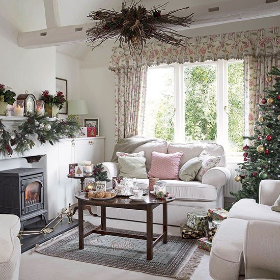 Traditional Christmas Living Room Fresh Country Floral Living Room Dressed for Christmas