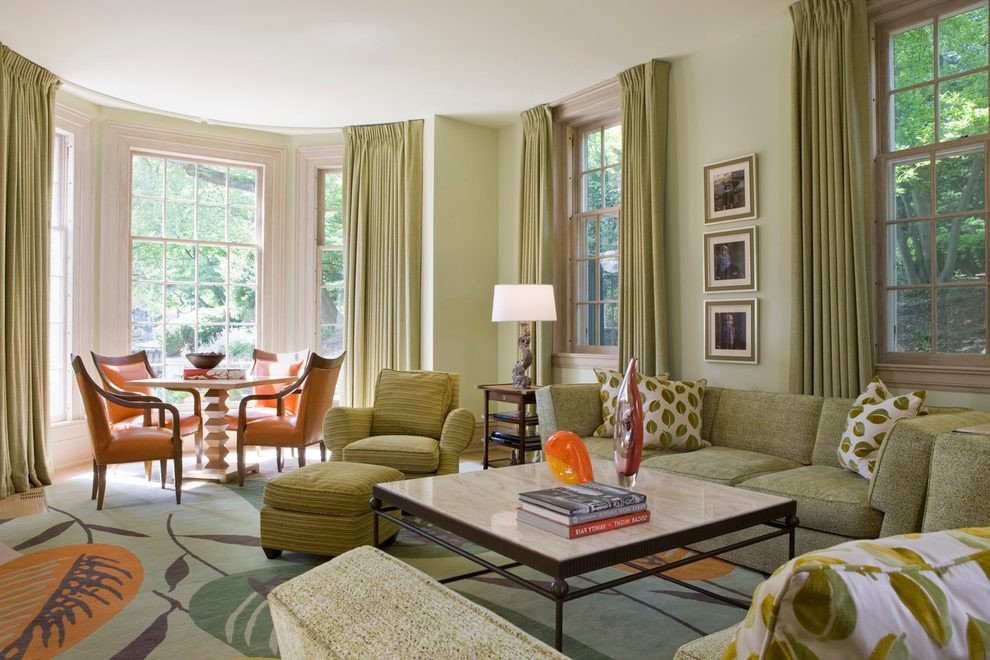 Traditional Green Living Room Awesome Green Living Room Traditional with Armchair Curtains and Drapes • Stylehomepark