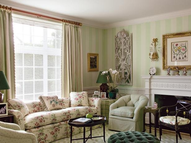 Traditional Green Living Room New Antique Filled Traditional Living Room In Cream and Green