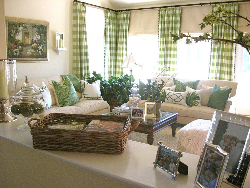 Traditional Green Living Room Unique Pretty Buffalo Check Curtains In Living Room Traditional with Green Curtains Next to Green