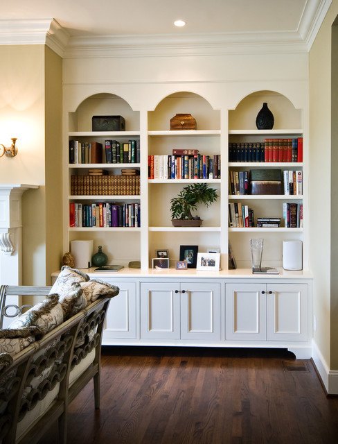 Traditional Living Room Bookcases Awesome Arched Frame Bookcases Traditional Living Room Charleston by Hostetler Custom Cabinetry