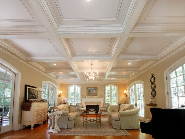 Traditional Living Room Ceiling Elegant Coffered Ceilings