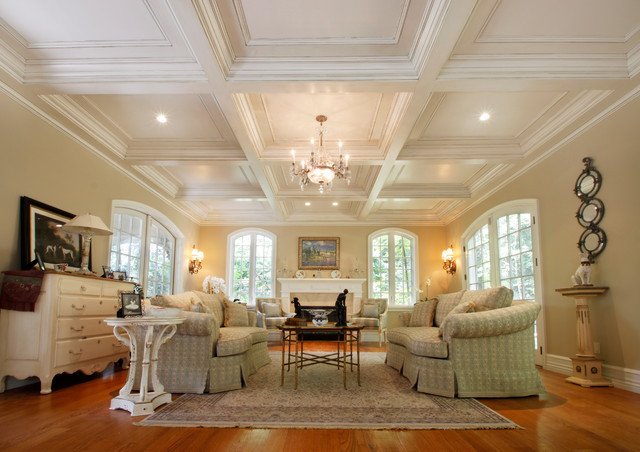 Traditional Living Room Ceiling New Coffered Ceilings Traditional Living Room New York by Tilton Coffered Ceilings