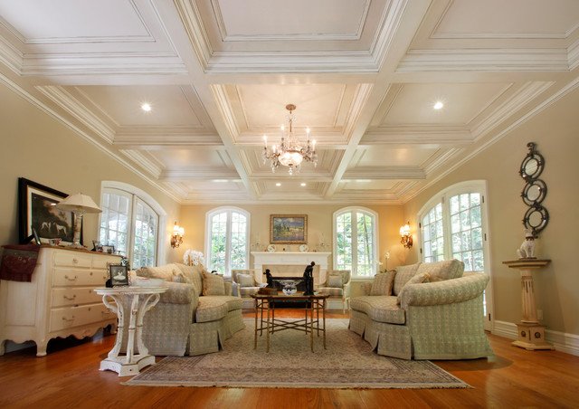 Traditional Living Room Ceiling New Coffered Ceilings Traditional Living Room New York by Tilton Coffered Ceilings