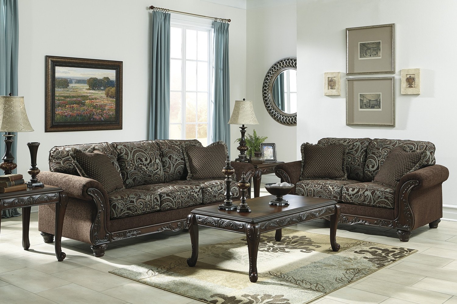 Traditional Living Room Furniture Lovely Traditional Style Brown sofa &amp; Love Seat Living Room Furniture Set