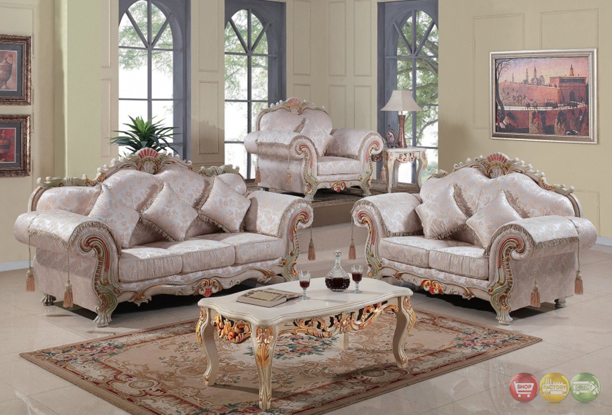 Traditional Living Room Furniture Luxury Luxurious Traditional Victorian formal Living Room Set Antique White Carved Wood