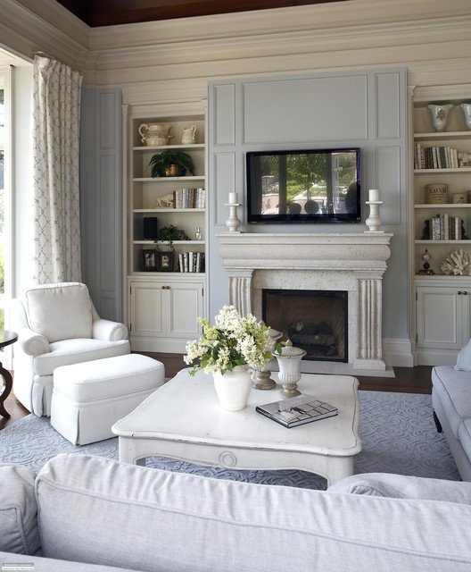 Traditional Living Room Gray Elegant Regal Reflection