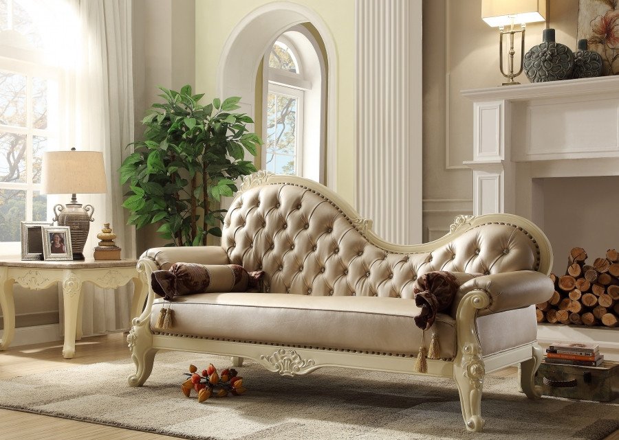 Traditional Living Room Sets Best Of Traditional Living Room Set W Pearl Bonded Leather and Antique White Carved Wood