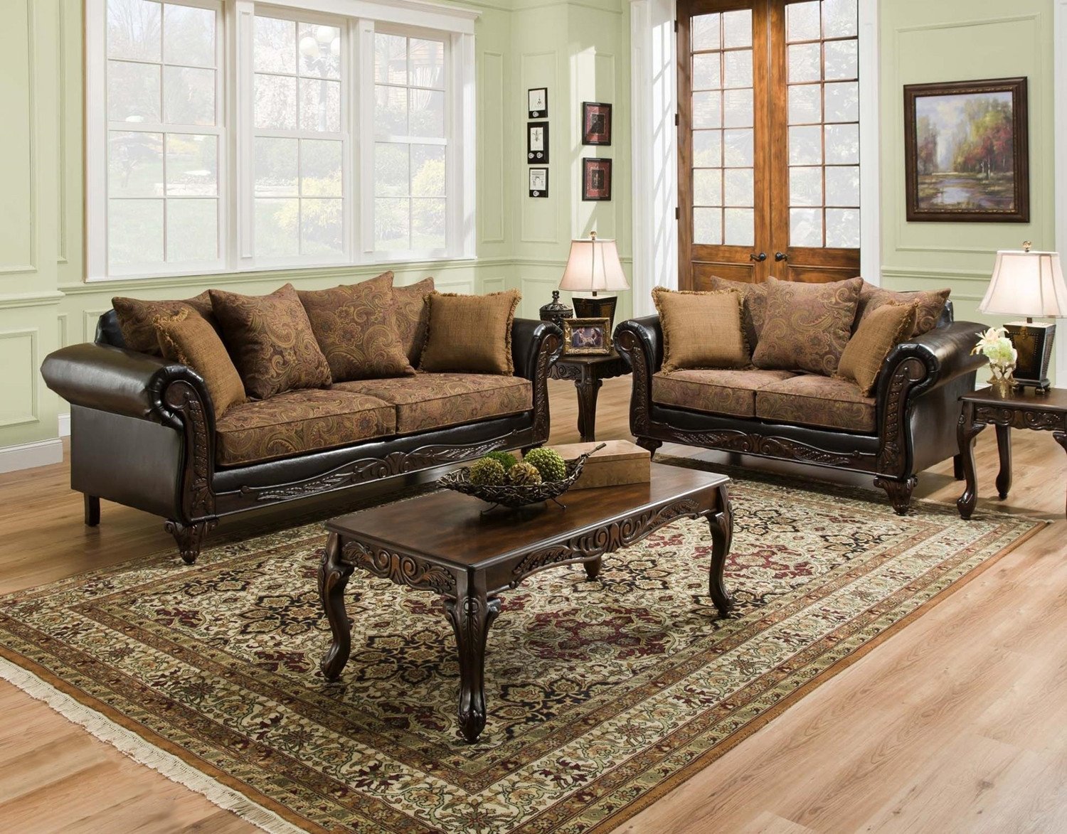 Traditional Living Room Sets Elegant San Marino Traditional Living Room Furniture Set W Wood Trim &amp; Accent Pillows