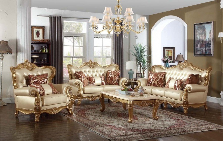 Traditional Living Room Sets Lovely Bennito 676 Traditional Living Room Set In Gold Finish