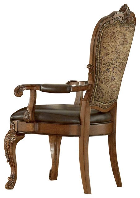 Traditional Living Room Upholstered Chairs Inspirational A R T Old World Upholstered Arm Chair Cherry Set Of 2 Traditional Living Room Furniture