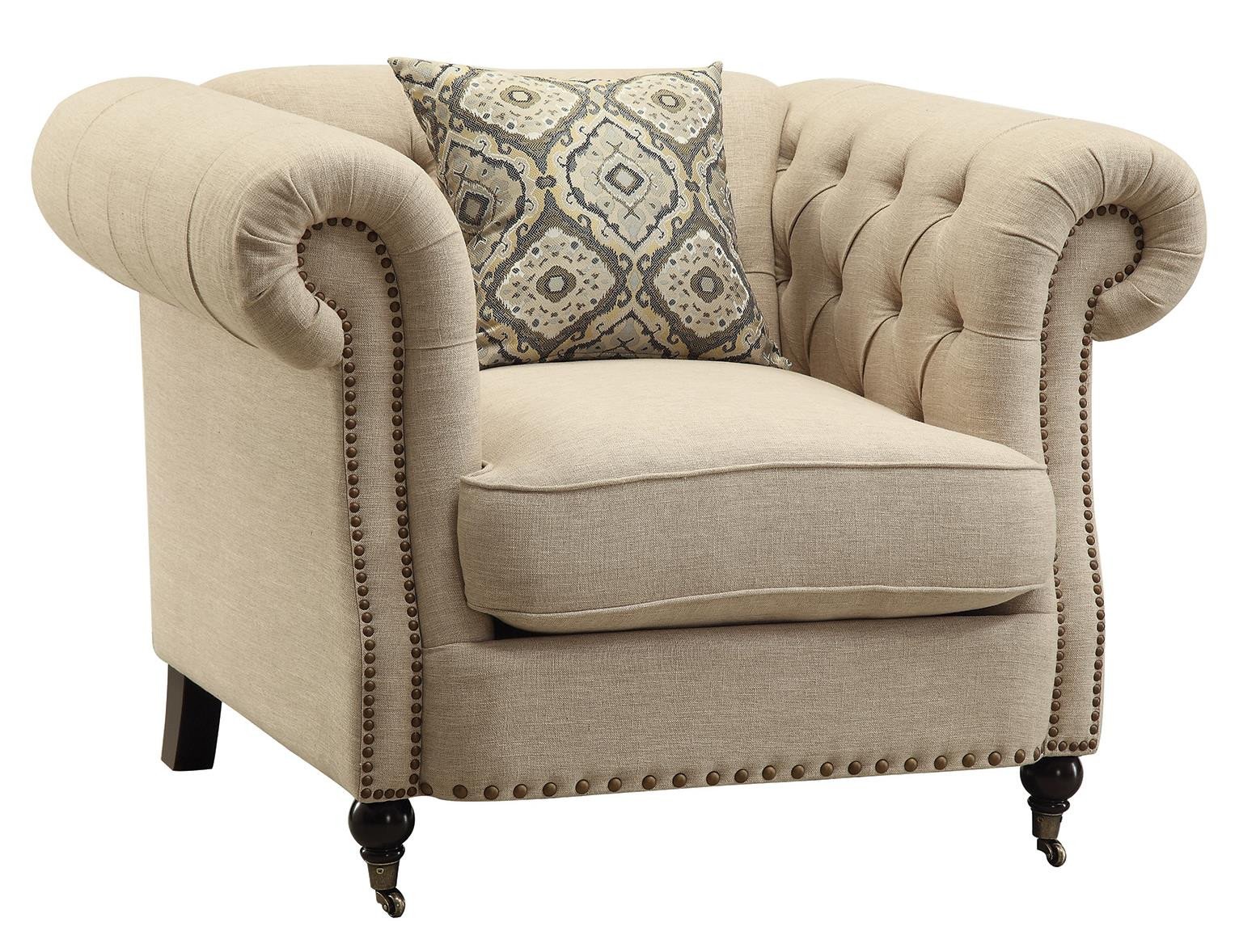 Traditional Living Room Upholstered Chairs Lovely Coaster Trivellato Traditional button Tufted Chair with Rolled Arms and Nailheads