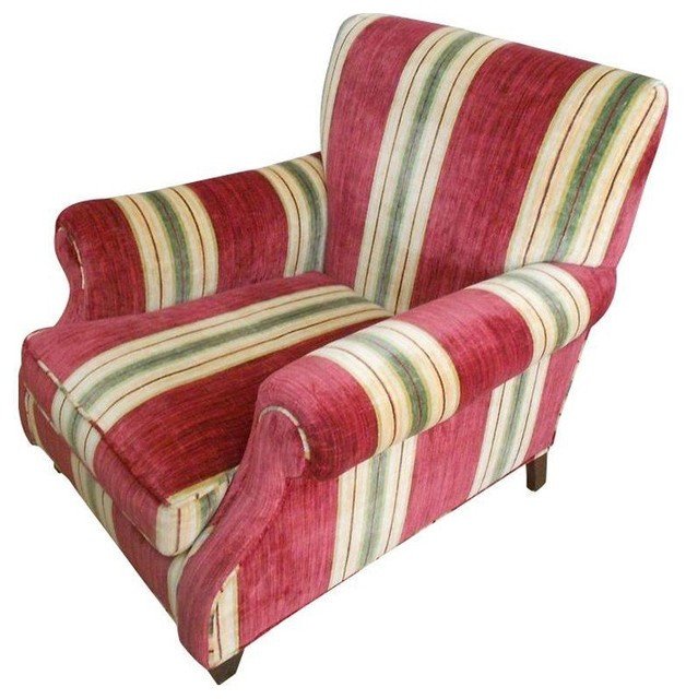 Traditional Living Room Upholstered Chairs Lovely Custom Upholstered Chair In Red Stripe Traditional Living Room Chairs by Chairish