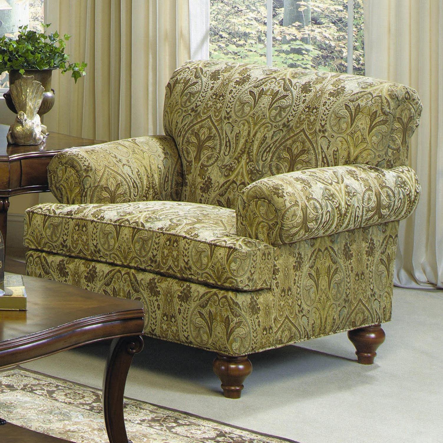 Traditional Living Room Upholstered Chairs Luxury Craftmaster 7047 Traditional Upholstered Chair with Turned Wood Legs Vandrie Home Furnishings