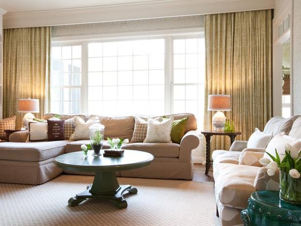 Traditional Living Room Windows Awesome Neutral Traditional Living Room with Green Accents Designers Portfolio Hgtv Home &amp; Garden