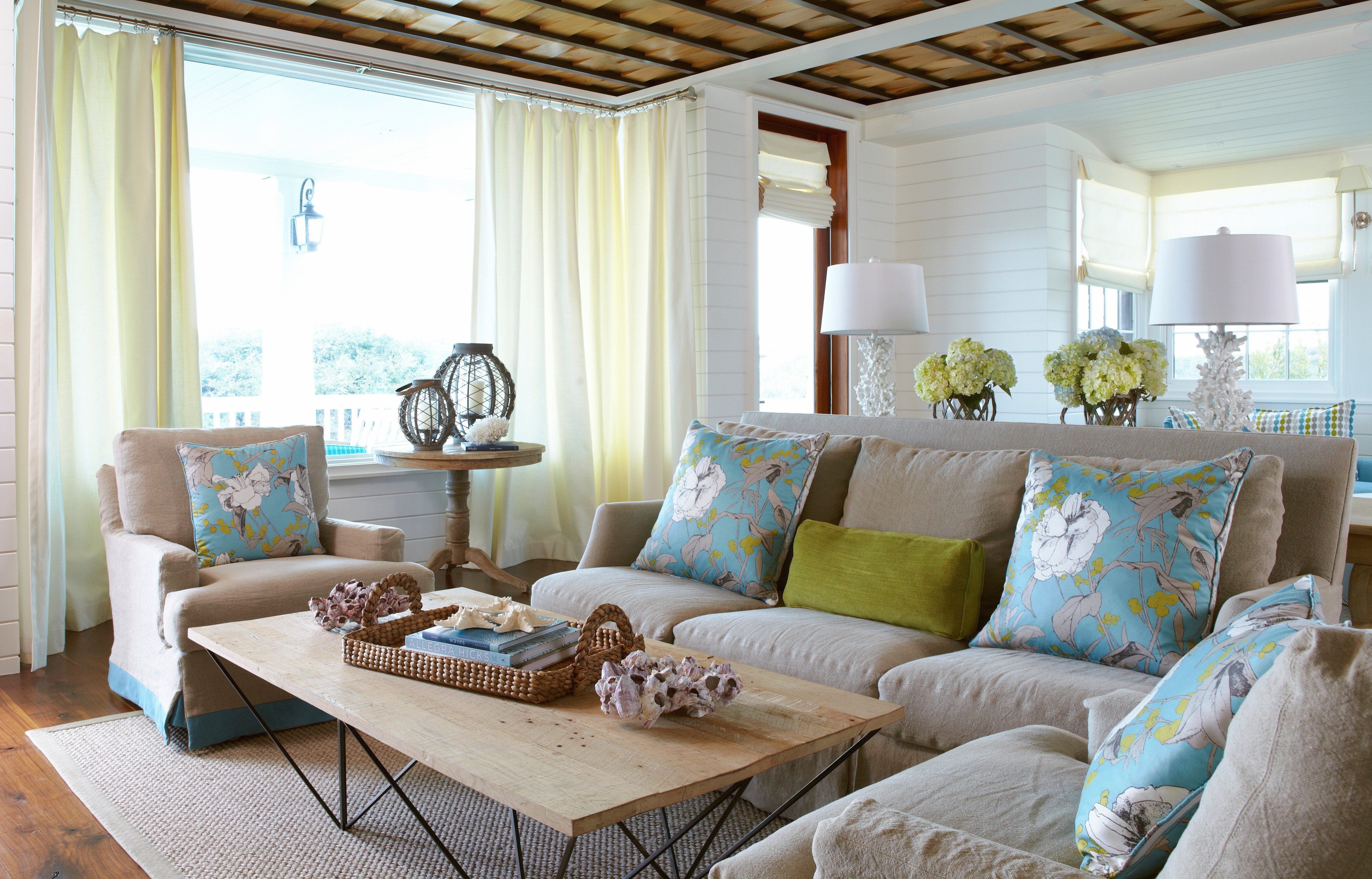 Turquoise and Brown Home Decor Elegant Beach Escape Living Room