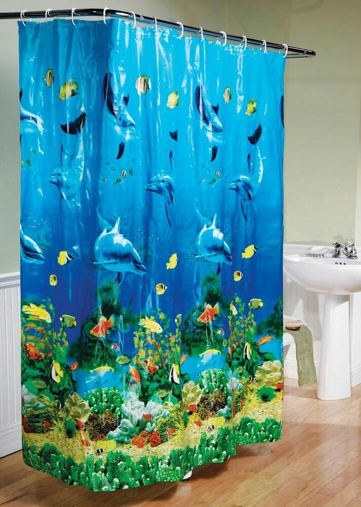 Under the Sea Bathroom Decor New Dolphin Bay Under the Sea Bathroom Shower Curtain Vivid Fish Coral Sealife New