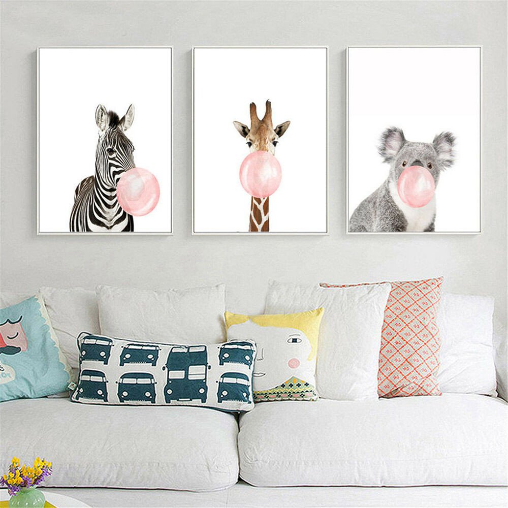 Wall Decor for Baby Room Inspirational Animal Koala Giraffe Zebra Canvas Poster Nursery Wall Art Print Baby Room Decor