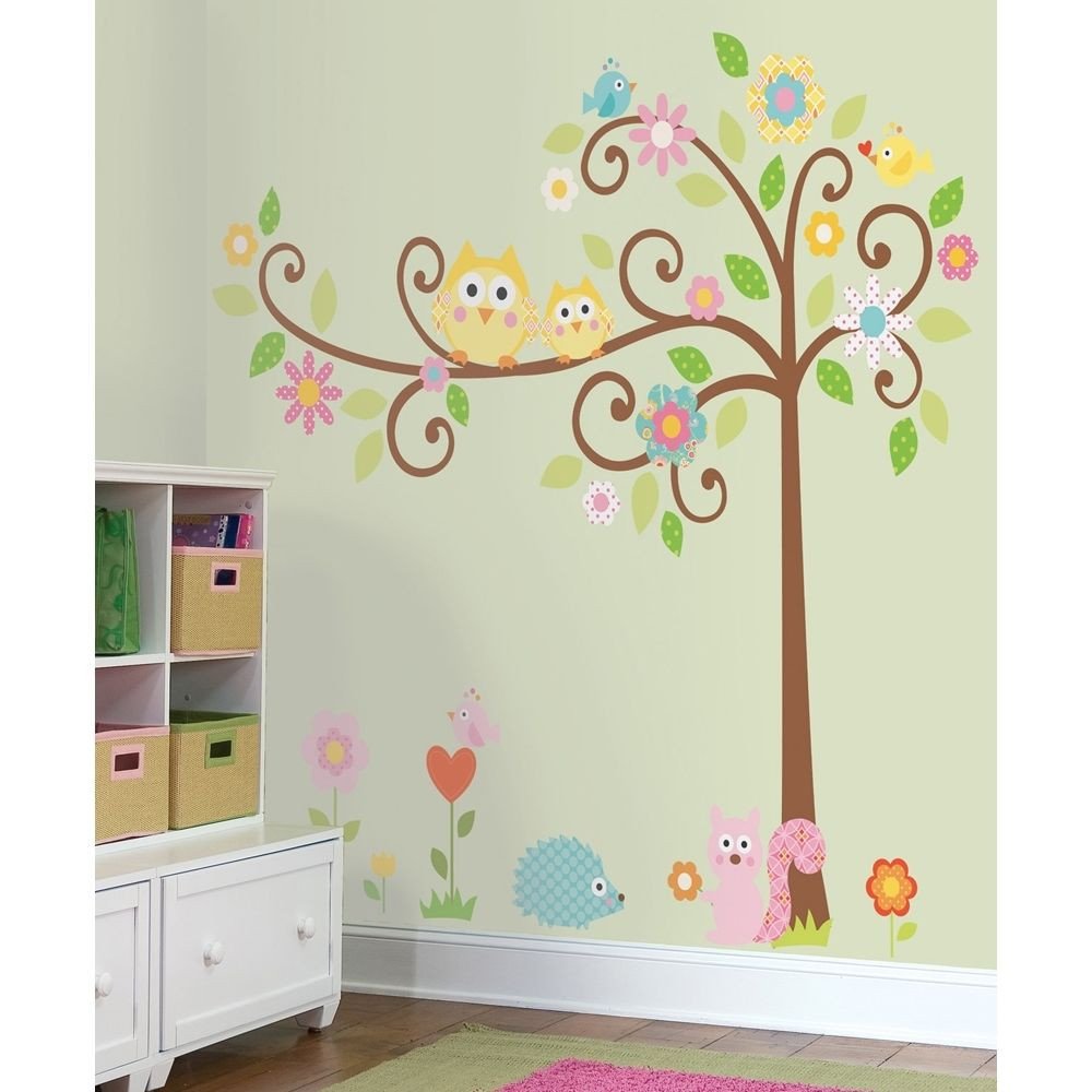 New Giant SCROLL TREE WALL DECALS Baby Nursery Stickers Kids Bedroom Decor