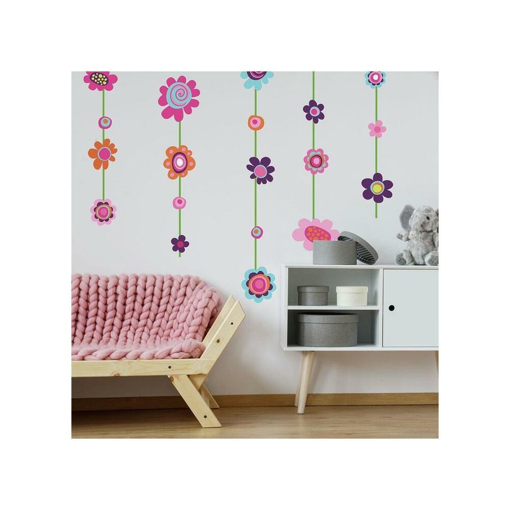 Wall Decor for Girls Bedroom Beautiful Flower Stripe Giant Wall Decals Big Flowers Stickers New Girls Floral Deco Decor