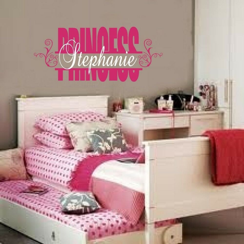 Wall Decor for Girls Bedroom New Personalized Custom Name Princess Vinyl Wall Decal Sticker Words Girl Room Decor