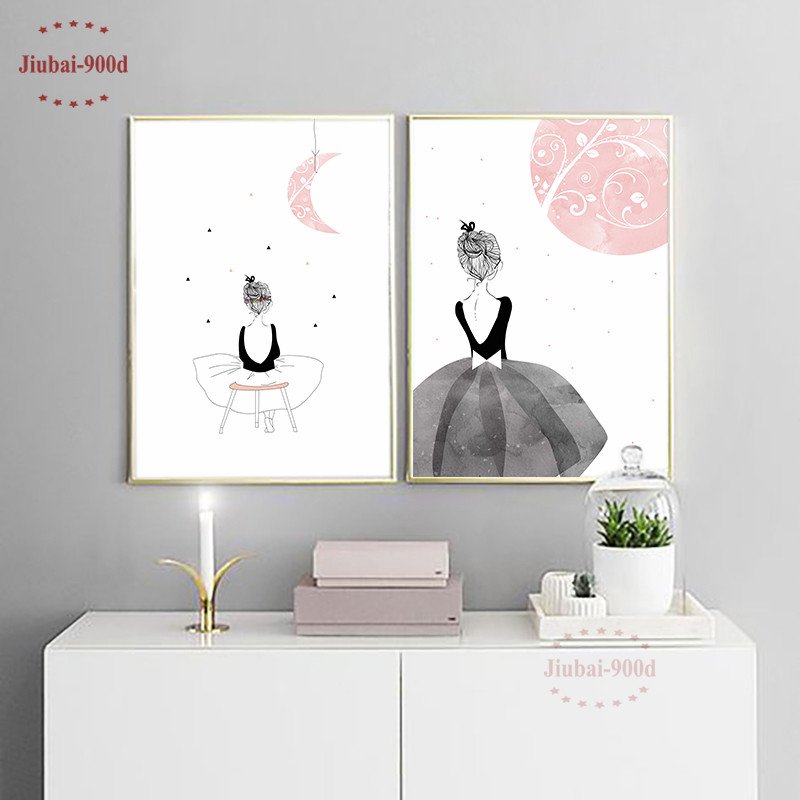 Wall Decor for Girls Room Lovely Watercolor Girls Canvas Art Print Painting Poster Wall for Girls Room Wall Art Decor
