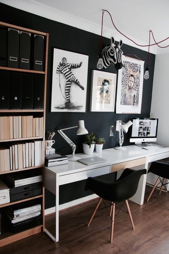 Wall Decor for Home Office Awesome 25 Gorgeous Home Fices with Black Walls Digsdigs