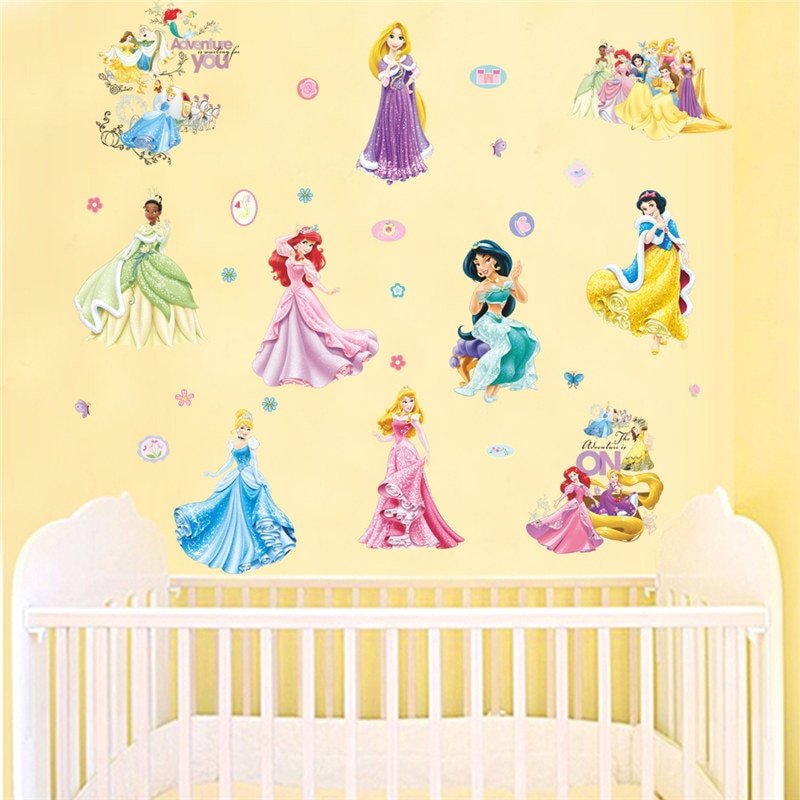 Wall Decor for Kids Room Beautiful Fairy Tale Girl Wall Stickers Princess Poster Diy Removable Children Wall Decals Decor Kids Room