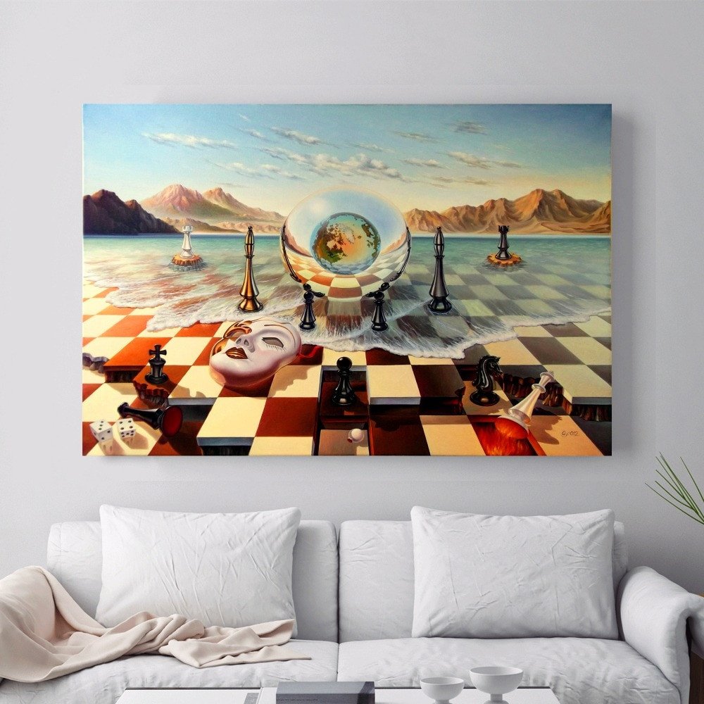 Wall Pictures for Home Decor Fresh Surreal City Chess Beach Set Canvas Art Print Painting Poster Wall for Living Room Home