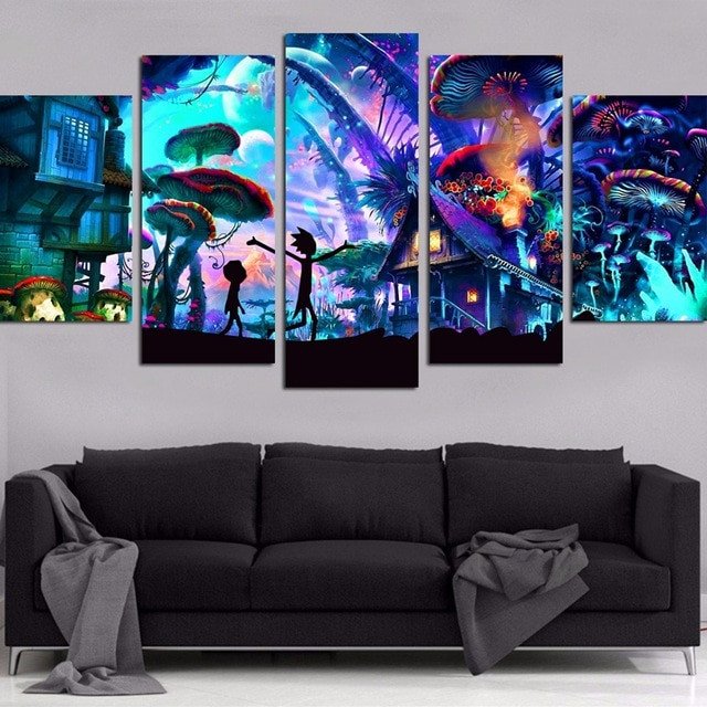 Wall Pictures for Home Decor Unique Canvas Wall Art Modular Home Decor 5 Pieces Rick and Morty Paintings Living Room Hd