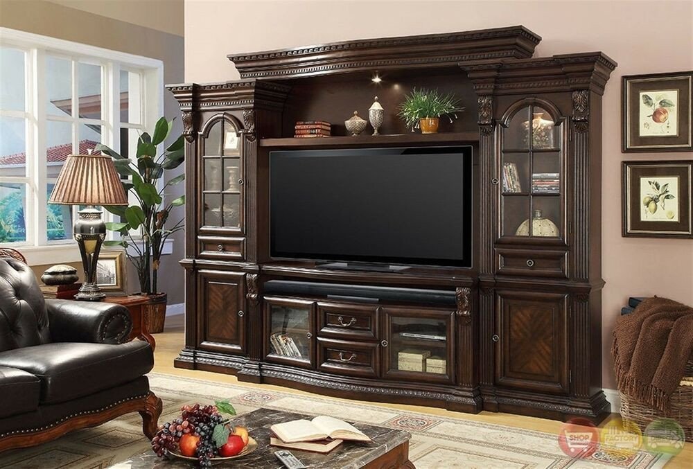 Wall Units Traditional Living Room Inspirational Parker House Bella Traditional Dark Wood Entertainment