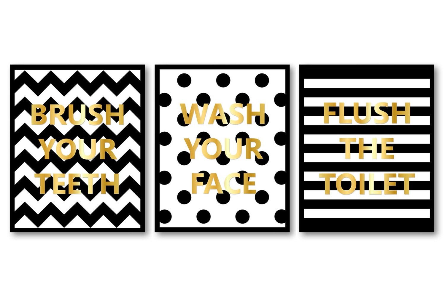 White and Gold Bathroom Decor Inspirational Black White Gold Bathroom Decor Bathroom Print Set Of 3 Brush